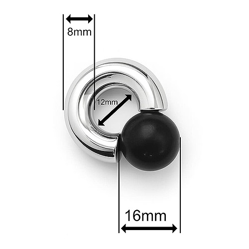 Blackmoon Mega Mini Monster Ring 8mm gauge, 12mm internal diameter, 16mm black ball