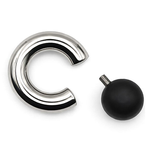 Blackmoon Mega Mini Monster Ring 8mm gauge, 15mm internal diameter, 16mm black ball