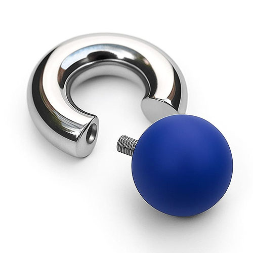 Bluemoon Mega Mini Monster Ring 8mm gauge, 12mm internal diameter, 16mm blue ball