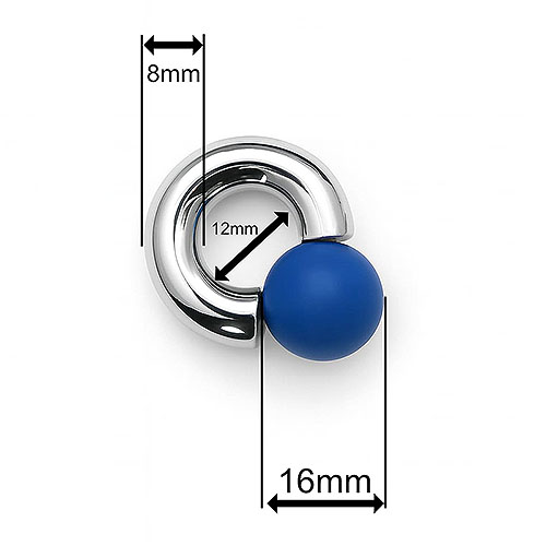 Bluemoon Mega Mini Monster Ring 8mm gauge, 12mm internal diameter, 16mm blue ball