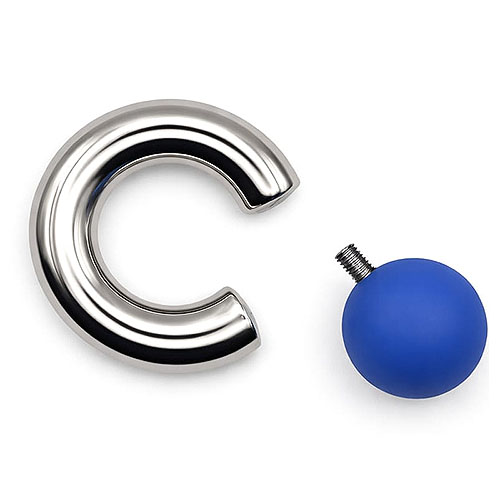 Bluemoon Mega Mini Monster Ring 8mm gauge, 15mm internal diameter, 16mm blue ball