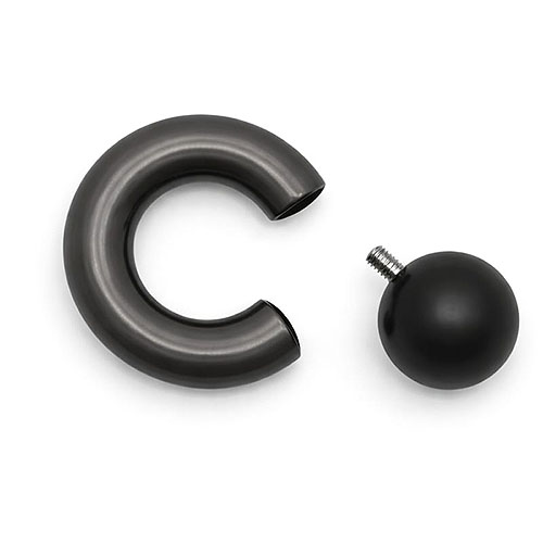 Black Dusk Mega Mini Monster Ring 8mm gauge, 15mm internal diameter, 16mm black ball