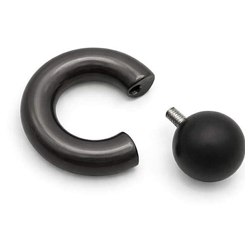Black Dusk Mega Mini Monster Ring 8mm gauge, 15mm internal diameter, 16mm black ball