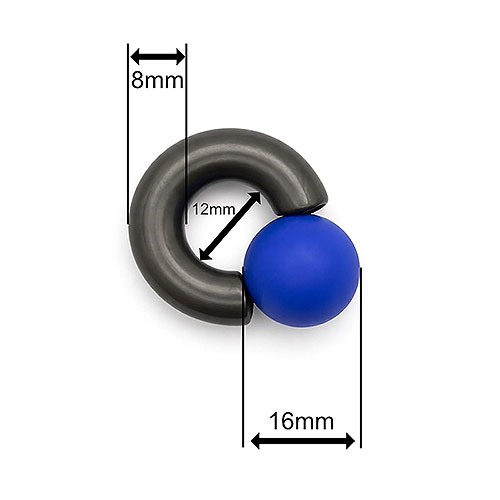 Dusk Bluemoon Mega Mini Monster Ring 8mm gauge, 12mm internal diameter, 16mm blue ball