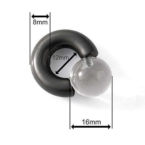 Clear Dusk Mega Mini Monster Ring 8mm gauge, 12mm internal diameter, 16mm clear ball