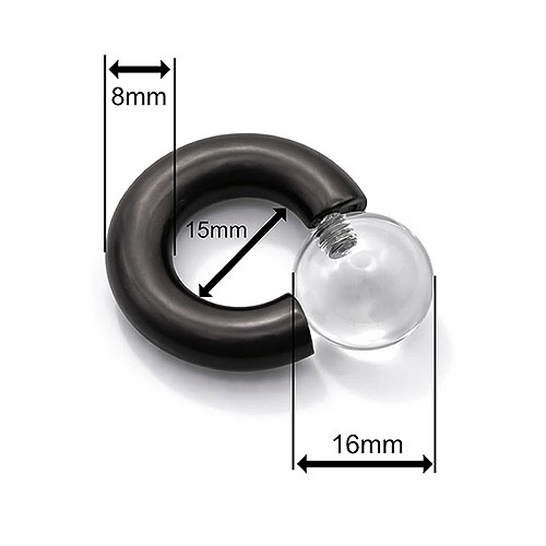 Clear Dusk Mega Mini Monster Ring 8mm gauge, 15mm internal diameter, 16mm clear ball