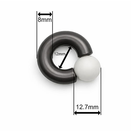 Dusk Moonshine Mega Mini Monster Ring 8mm gauge, 12mm internal diameter, 12.7mm white ball