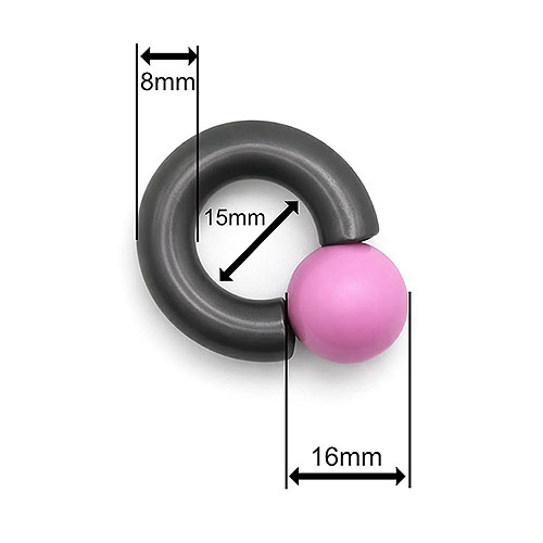 Dusk Pink Rose Mega Mini Monster Ring 8mm gauge, 15mm internal diameter, 16mm pink ball