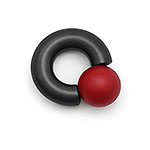 Dusk Sunset Mega Mini Monster Ring 8mm gauge, 12mm internal diameter, 15mm red ball