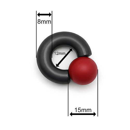 Dusk Sunset Mega Mini Monster Ring 8mm gauge, 12mm internal diameter, 15mm red ball