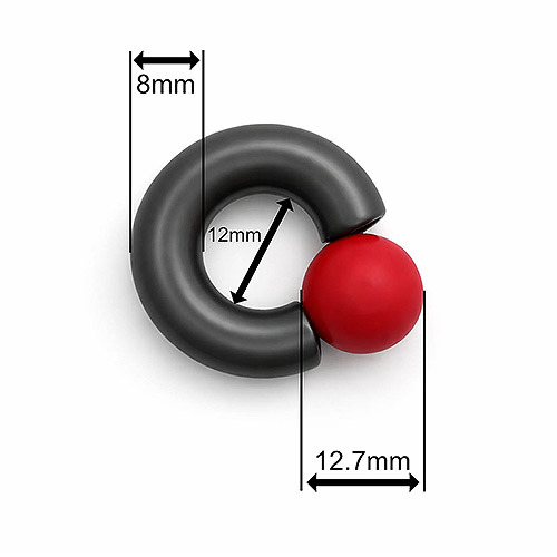Dusk Fireball Mega Mini Monster Ring 8mm gauge, 12mm internal diameter, 12.7mm red ball