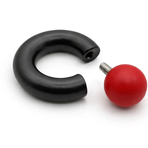 Dusk Fireball Mega Mini Monster Ring 8mm gauge, 15mm internal diameter, 15mm red ball