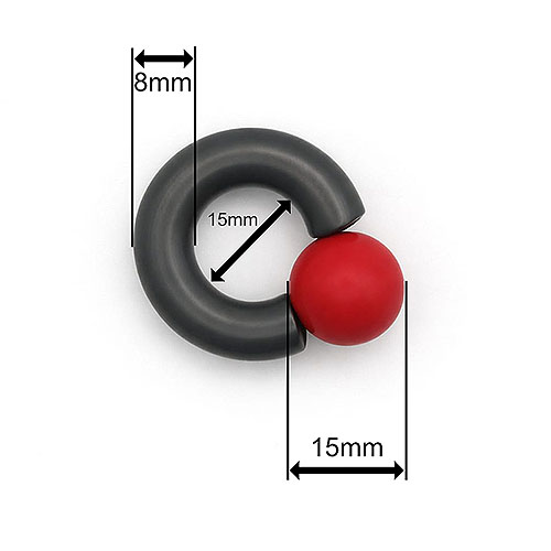 Dusk Fireball Mega Mini Monster Ring 8mm gauge, 15mm internal diameter, 15mm red ball