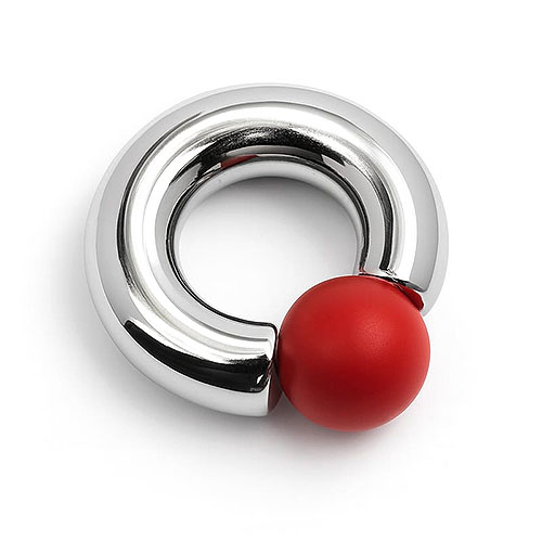 Fireball Mega Mini Monster Ring 8mm gauge, 12mm internal diameter, 12.7mm red ball