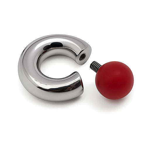 Fireball Mega Mini Monster Ring 8mm gauge, 12mm internal diameter, 12.7mm red ball