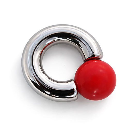 Fireball Mega Mini Monster Ring 8mm gauge, 12mm internal diameter, 15mm red ball