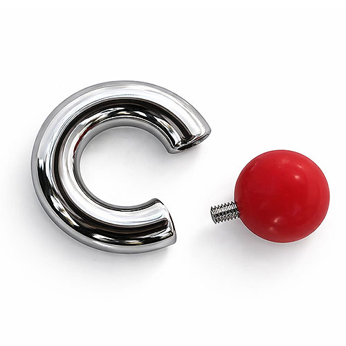 Fireball Mega Mini Monster Ring 8mm gauge, 12mm internal diameter, 15mm red ball