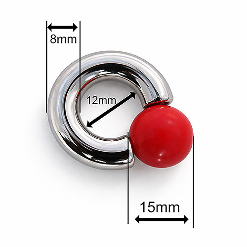 Fireball Mega Mini Monster Ring 8mm gauge, 12mm internal diameter, 15mm red ball