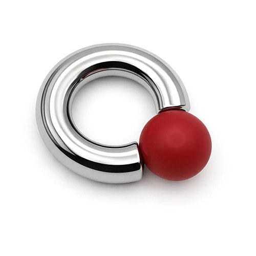 Fireball Mega Mini Monster Ring 8mm gauge, 15mm internal diameter, 15mm red ball