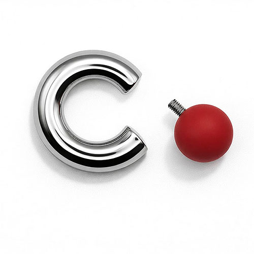Fireball Mega Mini Monster Ring 8mm gauge, 15mm internal diameter, 15mm red ball
