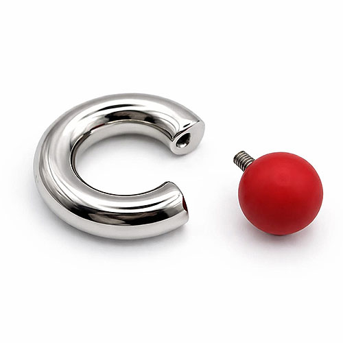 Fireball Mega Mini Monster Ring 8mm gauge, 15mm internal diameter, 15mm red ball