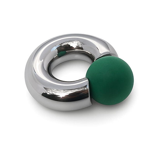 Green Eyed Mega Mini Monster Ring 8mm gauge, 12mm internal diameter, 12.7mm green ball