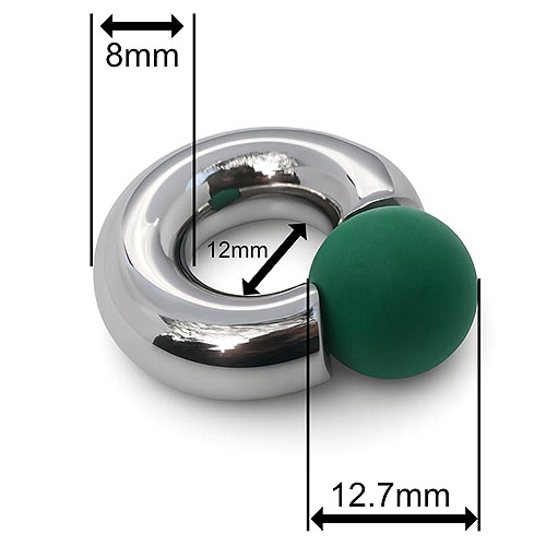 Green Eyed Mega Mini Monster Ring 8mm gauge, 12mm internal diameter, 12.7mm green ball