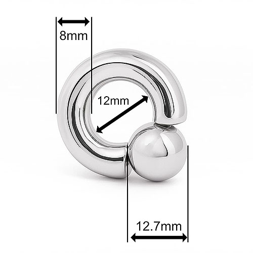 Mega Mini Monster Ring 8mm gauge, 12mm internal diameter, 12.7mm steel ball