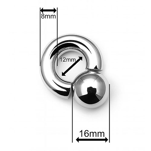 Mega Mini Monster Ring 8mm gauge, 12mm internal diameter, 16mm steel ball
