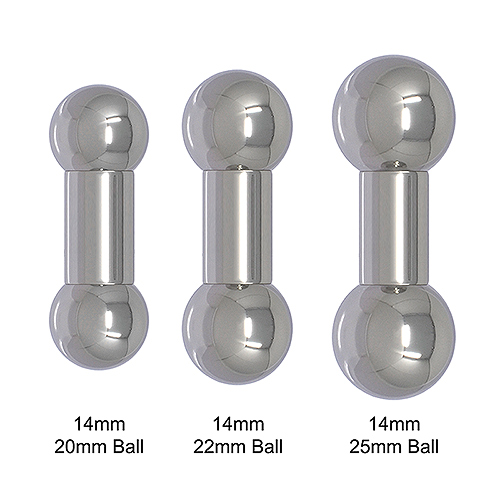 Stainless Steel Barbell 14mm gauge internally threaded