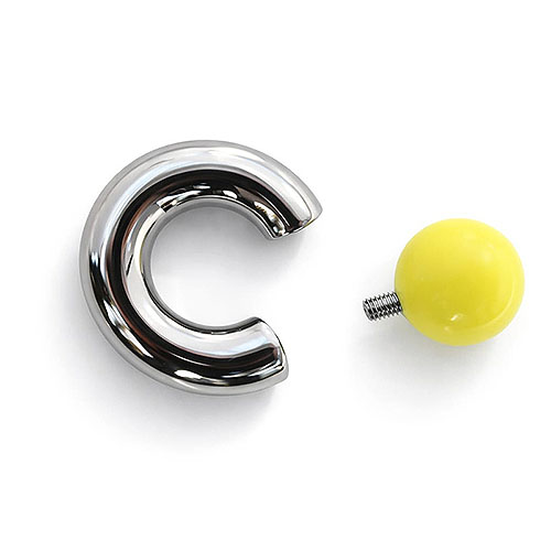 Sunstream Mega Mini Monster Ring 8mm gauge, 12mm internal diameter, 15mm yellow ball